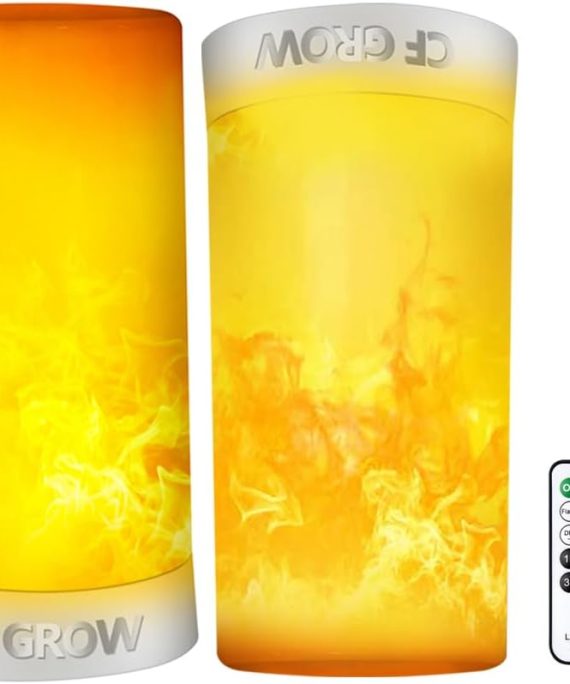 LED Flame Effect Light, CFGROW USB Rechargeable Battery Operated Flame Lamp, Fireplace Light with Remote & Timer,Waterproof Dimmable 4 Modes Flameless Candle Light for Room Party Bar Decor 2 PCS