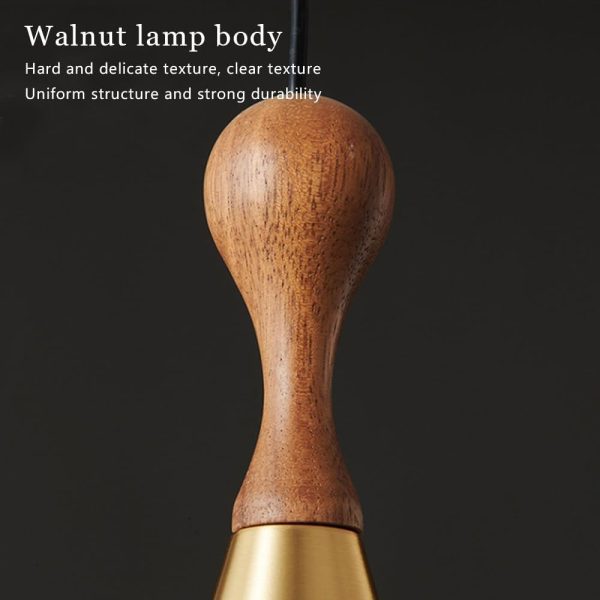 Luxury All-Copper Pendant Lamp?? Bedroom Bedside Small Chandelier, Creative And Simple Nordic Walnut Brass Pendant Light?? Restaurant Kitchen Island Ceiling Hanging Lamp (Color : B)