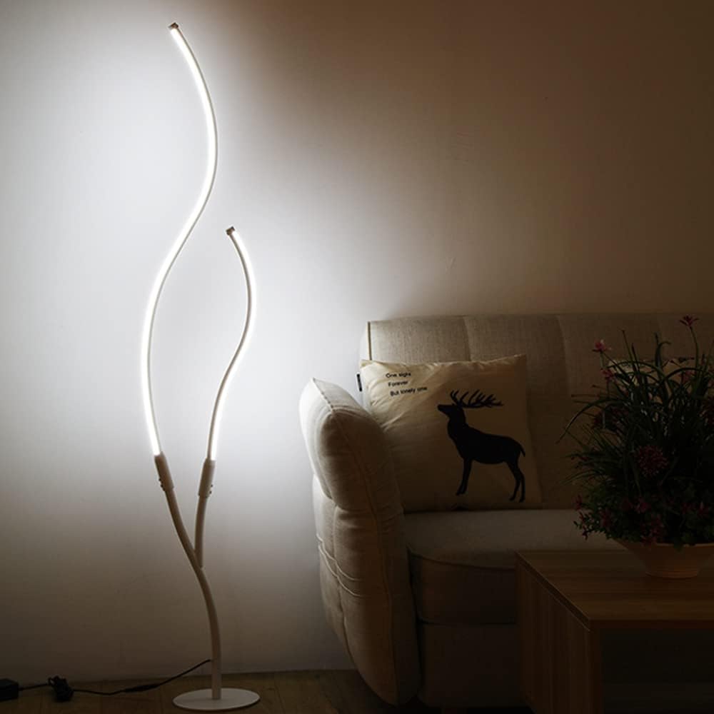 LED Floor Lamp Dimmable with Remote Control Modern Standing Lamp Indoor Minimalist Spiral Lamp for Living Room, Bedroom, Office Lighting (White)