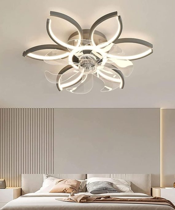 Ceiling Fan with Light and Remote Control??Silent Ceiling Light with Reversible Dc Fan for Bedroom Living Room??Led Dimmable Chandelier Ceiling Fan [Energy Efficiency Class A ++]