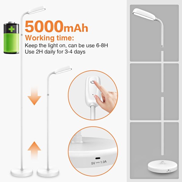 Battery Operated Lamp,Portable Floor Lamp for Bedroom,Living Room,Cordless Rechargeable FlexLamp,Adjustable Height and Easy to Assemble,Minimalist,Touch Control,for Camping,Reading,Needle Work