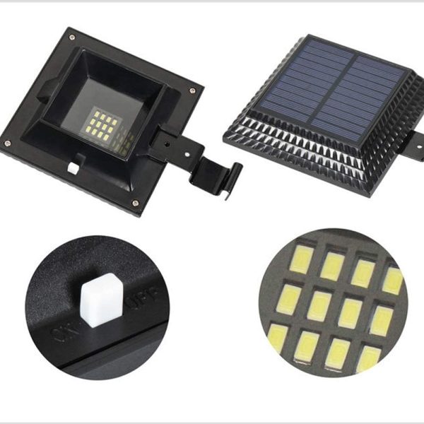 Solar Gutter Light Outdoor Waterproof Led Wide Angle Lighting Safety Light, Terrace, Fence, Ditch, Door and Wall Black 2 Pack