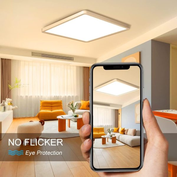 12Inch 24W Square LED Ceiling Light Fixtures Flush Mount, 2800K Warm White LED Ceiling Lamp, Surface Mount Modern Ceiling Lights, Slim Flat Panel Lighting for Bedroom, Kitchen, Bathroom Etc.