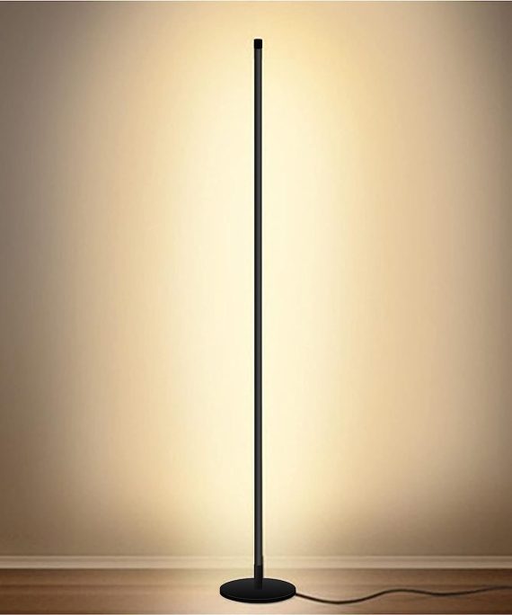 Modern Floor Lamp Led Standing Corner Lamp Black Decor Floor Lamps Contemporary Metal Floor Lamp for Living Room Bedrooms with Remote & Touch Control