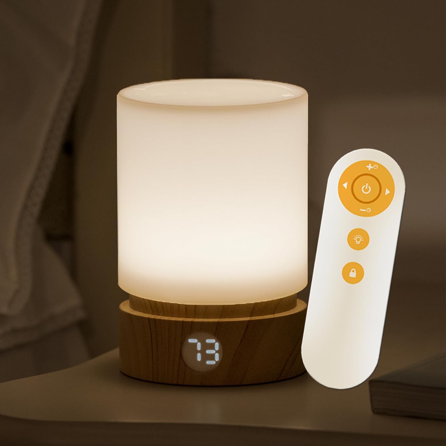 Timer Night Light,Dimmable LED Bedside Lamp,Night Light Kids and Baby Nursery,Woodgrain,Sleep Aids Light,Rechargeable,Battery Operated