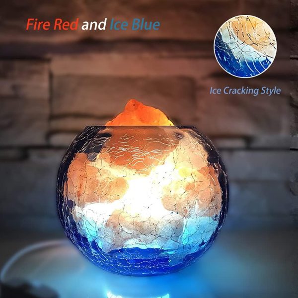 Himalayan Salt Lamp with Dimmer, USB Himalayan Pink Salt Lamp with Blue Bowl, Natural Crystal Sea Salt Lamp Night Light and Mood Lighting, Rock Salt Lamp for Decor Meditation Household Gifts Yoga
