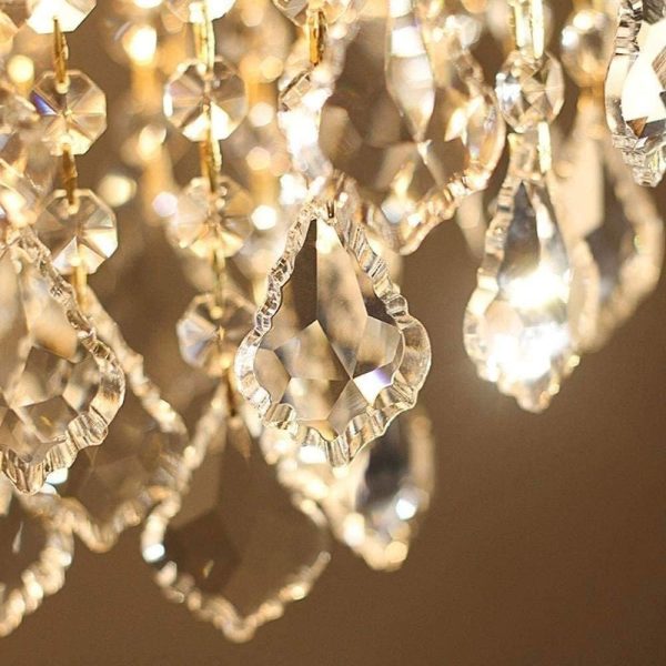 Modern Luxury Crystal Ceiling Pendant Chandeliers Light, American Industrial Edison E27 Kitchen Flush Mount Hanging Lights, Glass Fixture Decor,for Bedroom, Living Room, Dining Room