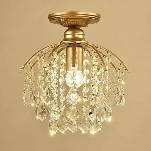 Modern Luxury Crystal Ceiling Pendant Chandeliers Light, American Industrial Edison E27 Kitchen Flush Mount Hanging Lights, Glass Fixture Decor,for Bedroom, Living Room, Dining Room