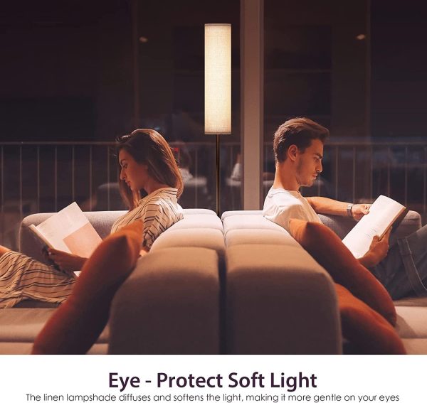 Lithomy Floor Lamp,4 Color Temperature Modern LED Standing Lamp,Stepless Dimmer Remote Control Floor Lamps for Living Room/Bedroom/Office,3000k-7000k Elegant Tall Lamps with Linen Lamp Shade,Timmer