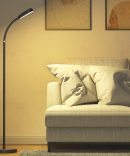 Smart Floor Lamp, Rechargeable Type-C Cordless Lamp Touch Control LED Standing Light, F Gooseneck ,3 Colors Stepless Dimmable Floor Light for Living Room Bedroom Office (Black)