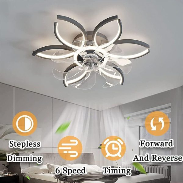 Ceiling Fan with Light and Remote Control??Silent Ceiling Light with Reversible Dc Fan for Bedroom Living Room??Led Dimmable Chandelier Ceiling Fan [Energy Efficiency Class A ++]