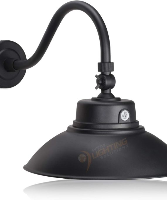 14in. Black Gooseneck Barn Light LED Fixture for Indoor/Outdoor Use ?C Photocell Included - Swivel Head - 42W - 3800lm - Energy Star Rated - ETL Listed - Sign Lighting - 3000K (Warm White)