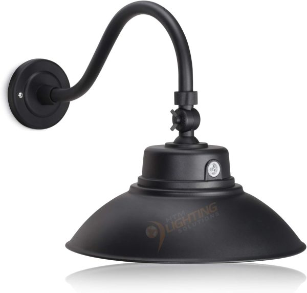 14in. Black Gooseneck Barn Light LED Fixture for Indoor/Outdoor Use ?C Photocell Included - Swivel Head - 42W - 3800lm - Energy Star Rated - ETL Listed - Sign Lighting - 3000K (Warm White)