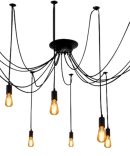 Spider Lights Chandelier 14 Arms DIY Multiple Pendant Ceiling lamp Lighting kit fixtures Industrial Vintage Style for Kitchen Farmhouse Living Room(Each with 2.2m/86in Long Cord)