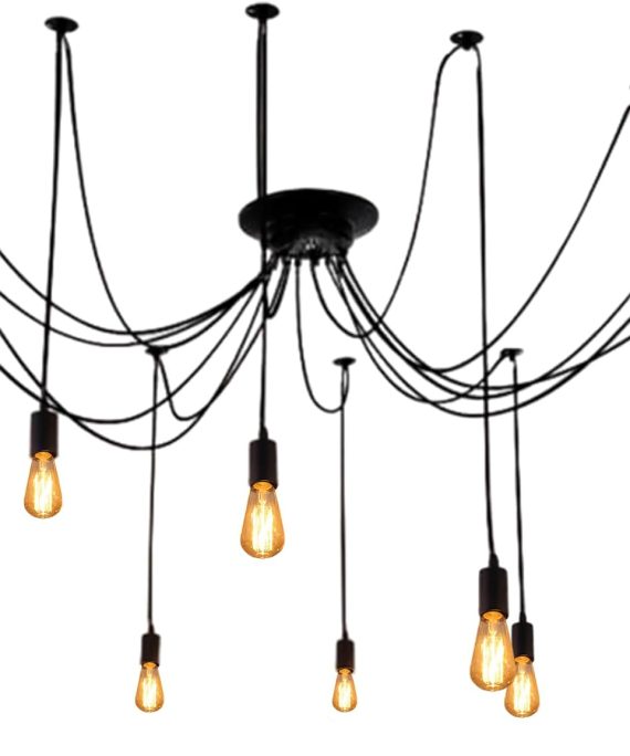 Spider Lights Chandelier 14 Arms DIY Multiple Pendant Ceiling lamp Lighting kit fixtures Industrial Vintage Style for Kitchen Farmhouse Living Room(Each with 2.2m/86in Long Cord)