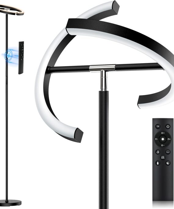 Floor Lamps for Living Room,SIBRILLE Modern Stepless Dimmable Standing Lamp 3000-6000K,20W LED Rotatable Reading Light,Touch&Remote Control Uplighter Floor Lamp for Living Room Bedroom Office