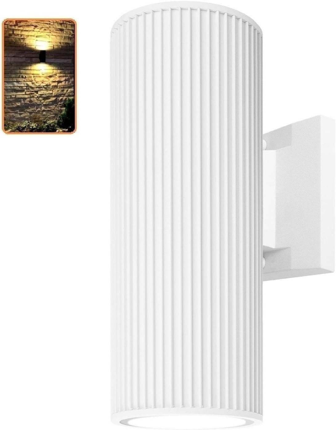 Outdoor Wall Light, ZUUKOLE Exterior Lighting - ETL Listed, Die-Casting Aluminum Waterproof Wall Mount Cylinder Design - Up Down Light Fixture for Porch, Backyard and Patio(White)