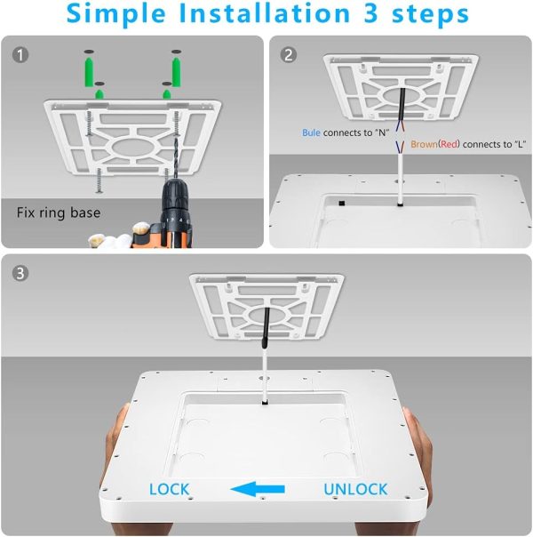 12Inch 24W Square LED Ceiling Light Fixtures Flush Mount, 2800K Warm White LED Ceiling Lamp, Surface Mount Modern Ceiling Lights, Slim Flat Panel Lighting for Bedroom, Kitchen, Bathroom Etc.