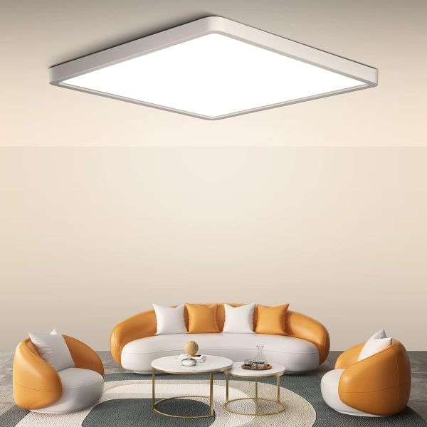 12Inch 24W Square LED Ceiling Light Fixtures Flush Mount, 2800K Warm White LED Ceiling Lamp, Surface Mount Modern Ceiling Lights, Slim Flat Panel Lighting for Bedroom, Kitchen, Bathroom Etc.