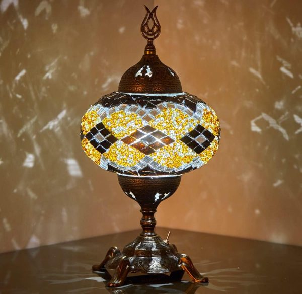 (15 Colors) Battery Operated Mosaic Table Lamp with Built-in LED Bulb, Turkish Moroccan Handmade Mosaic Table Desk Bedside Mood Accent Night Lamp Light Lampshade with LED Bulb,No Cord (Teal)