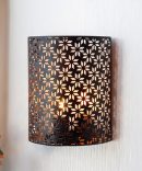 Battery Powered Lamp 20cm H Wall Sconce Lighting Metal Rustic Wall Mount Lamp with with 6-Hour Timer Wall Decor for Living Room Bedroom Hallway Stairway(Brown, Snowflake)