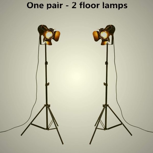 Industrial Black Tripod Floor Lamp Stand Lights, 5m Cable with Switch Standing Light Tripod Gooseneck for Living Room Bedroom Office Bar Lighting(Pack of 2)