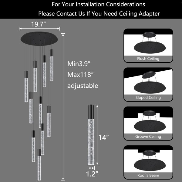 LED Lights Chandeliers for Living Room Chandelier Modern Pendant Stairwell lamparas Entryway Foyer Dimmale Lighting Black Chandelier
