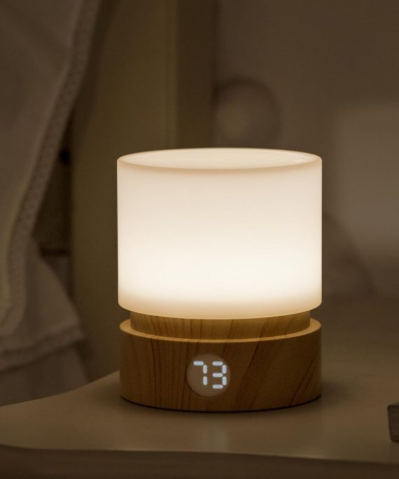 Timer Night Light,Dimmable LED Bedside Lamp,Night Light Kids and Baby Nursery,Woodgrain,Sleep Aids Light,Rechargeable,Battery Operated