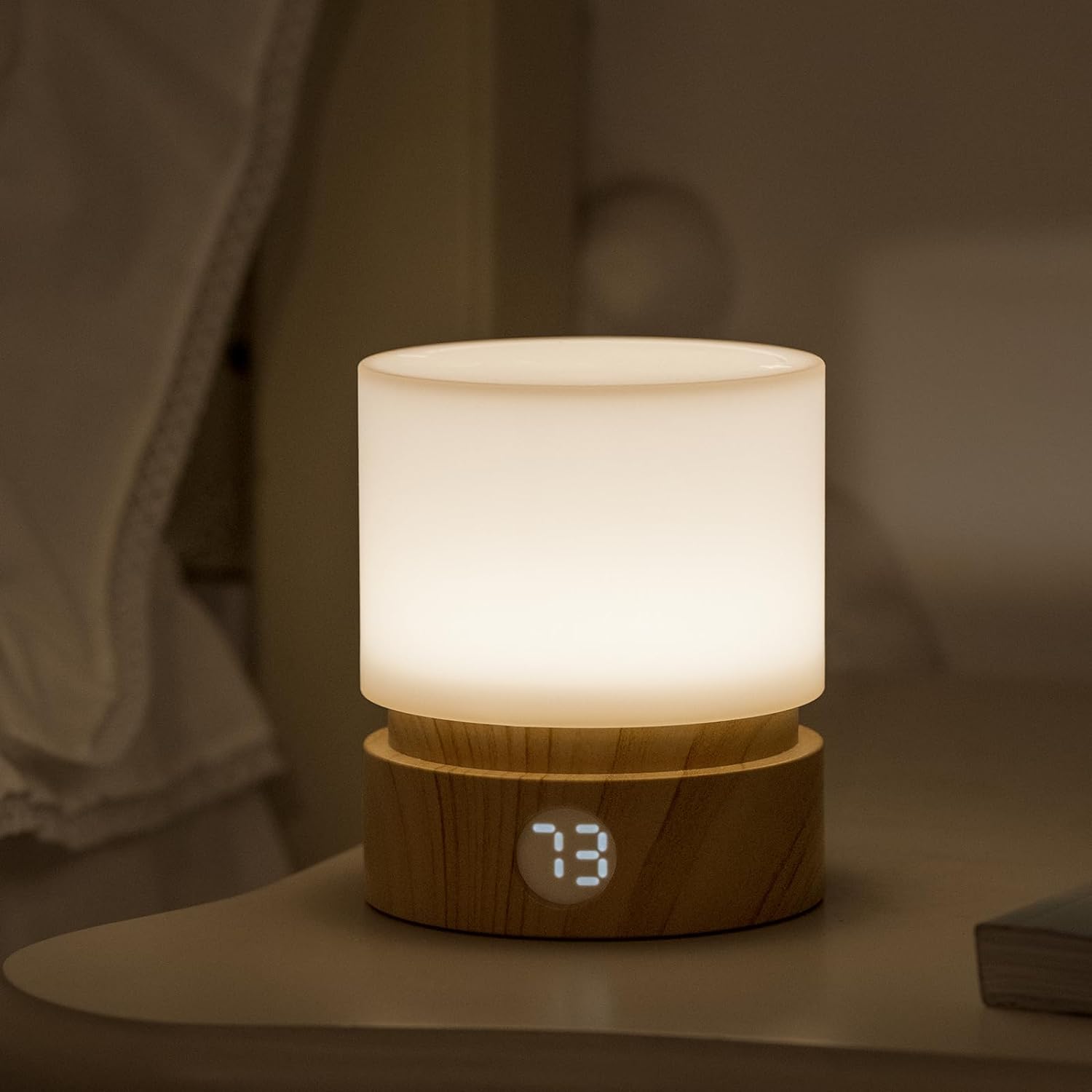 Timer Night Light,Dimmable LED Bedside Lamp,Night Light Kids and Baby Nursery,Woodgrain,Sleep Aids Light,Rechargeable,Battery Operated