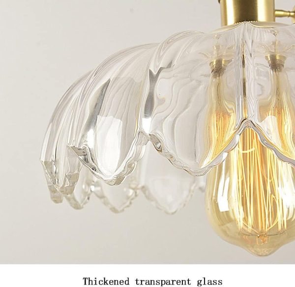 MGJXTWG Glass Pendant Lights Japanese Retro Glass Chandelier, Brass Glossy Glass Adjustable Hanging Lamps Novel Decorated Suspension Lamp for Bedside Aisle Balcony Bar (Transparent Color)