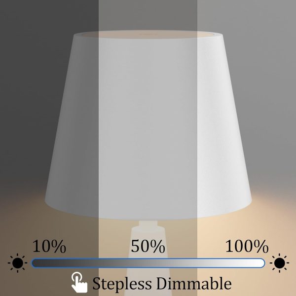 Modern LED Cordless Table Lamp with Touch Sensor, IP54 Waterproof Table Light for Outdoor, White Portable LED Table Lamps, Dimmable 5500mAh Rechargeable Battery Bedside lamp White 2 Pack