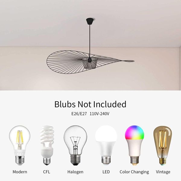Black Modern Chandelier, Restaurant Living Room Vintage Chandelier, Chandelier LED 42W, Vertigo Chandelier E27 Socket (Black, 200cm)
