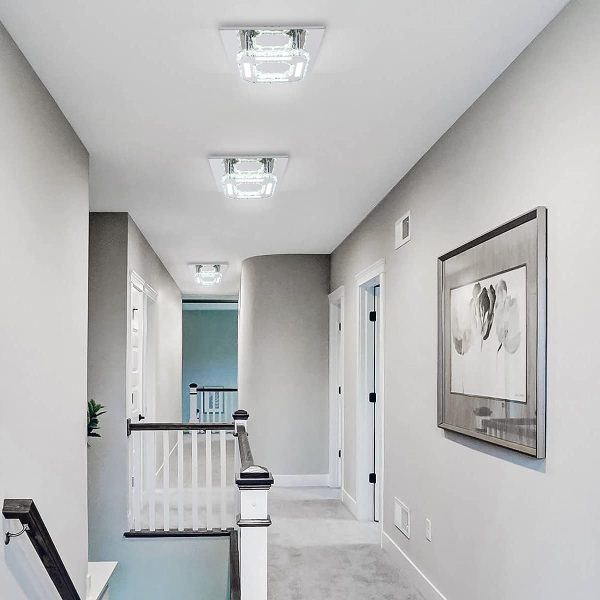 Modern Crystal Chandelier Not Dimmable Flush Mount Ceiling Light Color Temperature Adjustable LED K9 Crystal 8K Stainless Steel Ceiling Lamp, 120lm/w CRI>80 3000K/4000K/6000K, Chrome, by Kai