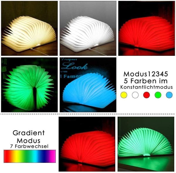 Portable Wooden Desk Book Lamp 5 Colors Night Light Bluetooth Speaker USB Rechargeable Creative Gift (19 * 13 * 2.5, Black Walnut)