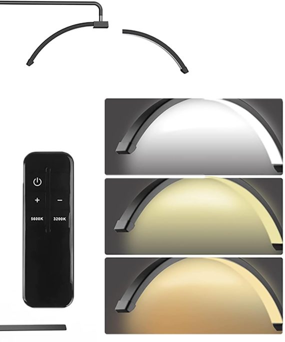 LED Floor Lamp for Eyelash Extension, Dimmable Half Moon Lash Light with Phone Holder & Adjustable Height, 360?? Rotation Floor Light for Skincare, Eyebrows, Filming Content Creation,Black