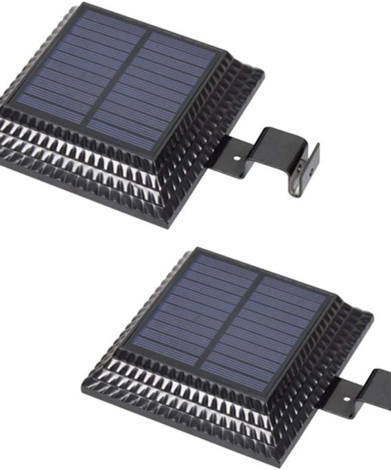 Solar Gutter Light Outdoor Waterproof Led Wide Angle Lighting Safety Light, Terrace, Fence, Ditch, Door and Wall Black 2 Pack