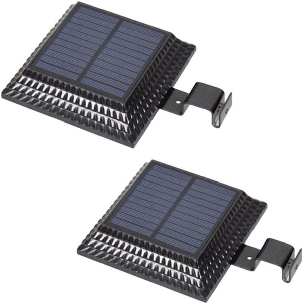 Solar Gutter Light Outdoor Waterproof Led Wide Angle Lighting Safety Light, Terrace, Fence, Ditch, Door and Wall Black 2 Pack