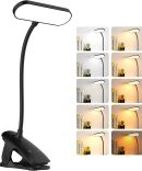 Desk Lamp for Home Office, 36 LED Rechargeable Table Lamp with 5 Color Modes 5 Brightness, Eye Protection Clip on Reading Light Night Light for Bed