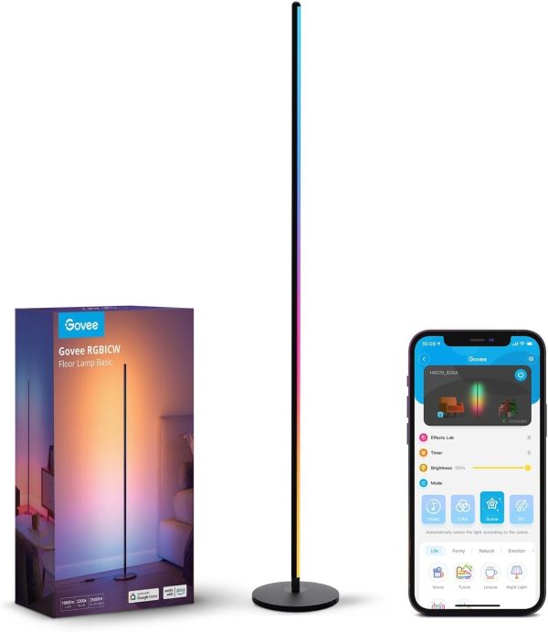 LED Floor Lamp, RGBIC Corner Floor Lamp Works with Alexa Google Assistant, 16 Million Colours & 58 Scenes Mood Light for Living Room, Bedroom