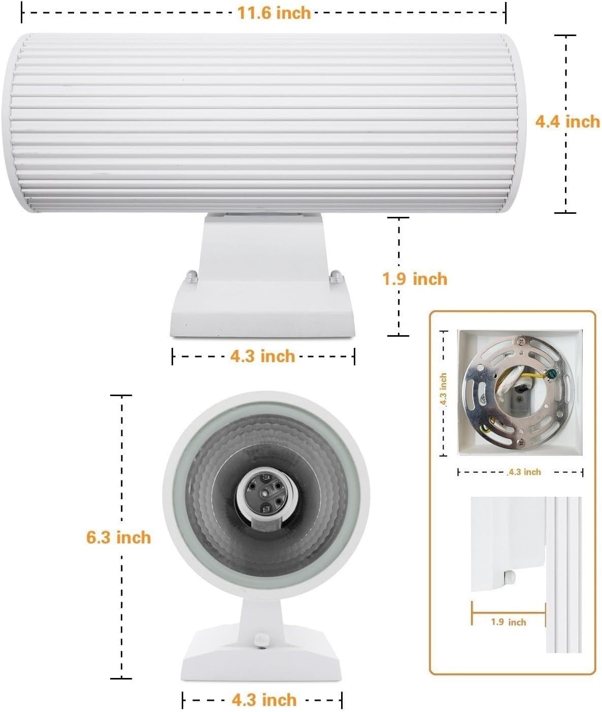 Outdoor Wall Light, ZUUKOLE Exterior Lighting - ETL Listed, Die-Casting Aluminum Waterproof Wall Mount Cylinder Design - Up Down Light Fixture for Porch, Backyard and Patio(White)