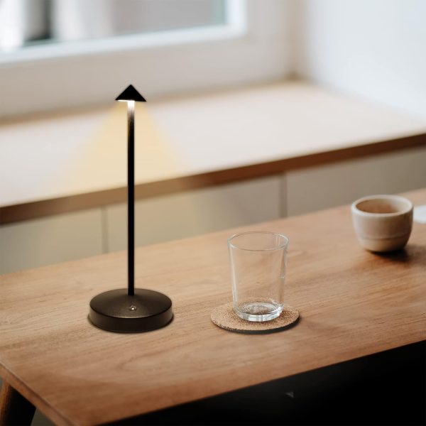 Cordless Table Lamp,Modern Black Battery Operated Table lamp,Portable LED Touch 2 Levels Brightness Dimmable Bar Lamp,Battery Powered Lamp for Bars,Restaurant,Living Room