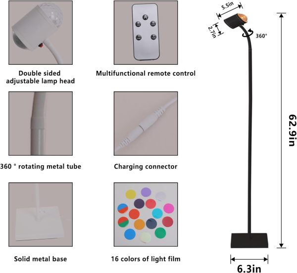 Double Sided LED Floor Light with Water Ripple Pattern, Sunset red Light with Button Switch, Suitable for bar, Living Room, Bedroom, Office, and Ambient Lighting??Black??