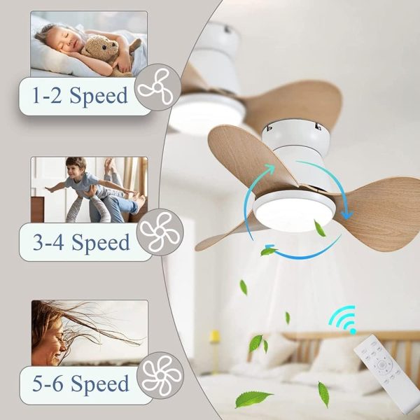 Ceiling Fan with Light and Remote Control??6 Speed Ceiling Lamp with Fan for Bedroom Living Room??LED 3 Colors Dimmable Chandelier with Reversible DC Fan [Energy Efficiency Class A ++]