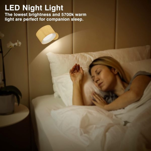 LED Sconces, Wall Mounted Lamps with Rechargeable Battery Operated USB Port 3 Color Temperatures & 3 Brightness Levels 360??Rotate Magnetic Ball, Cordless Lights for Reading Bedside