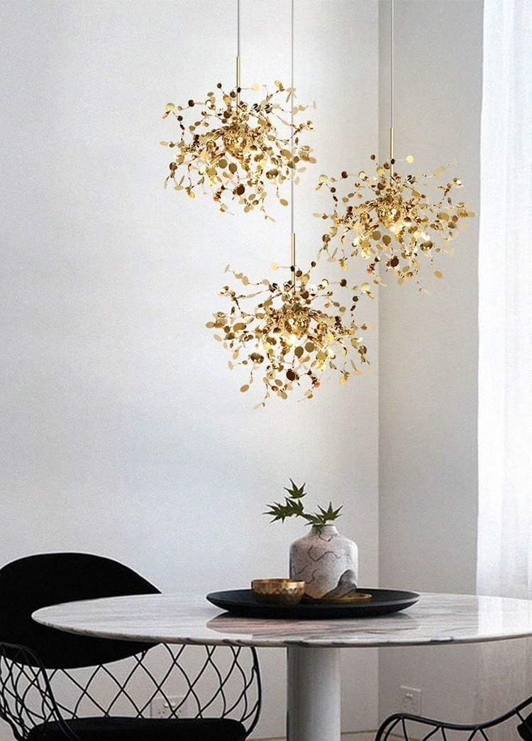 Stylish Ceiling Wall Pendant Light Magical Lights Chandelier Lamp Stainless Steel Chandelier LED G9*3 Chandelier Metal Art Design Shade Beautiful And Generous ?40cm Gold