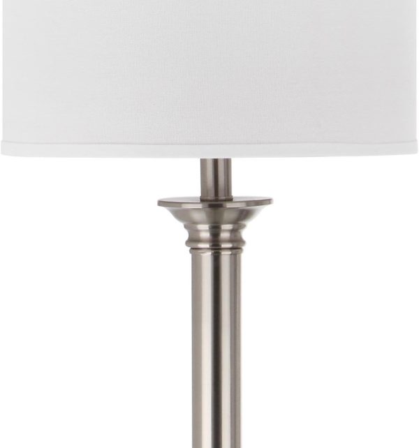 Lighting Collection Theo Modern Farmhouse Nickel 60-inch Living Room Bedroom Home Office Standing Floor Lamp (LED Bulb Included)