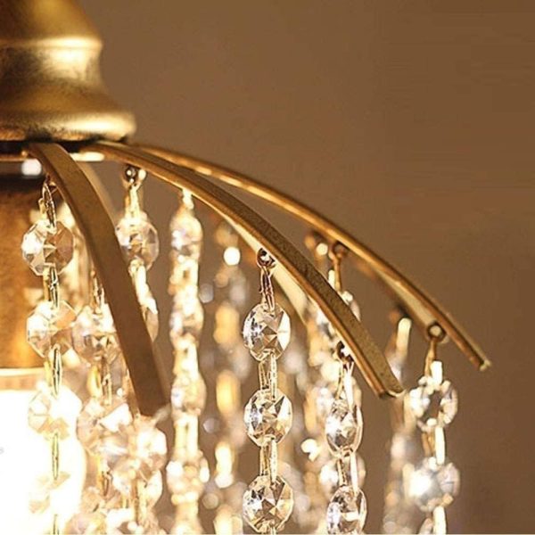 Modern Luxury Crystal Ceiling Pendant Chandeliers Light, American Industrial Edison E27 Kitchen Flush Mount Hanging Lights, Glass Fixture Decor,for Bedroom, Living Room, Dining Room