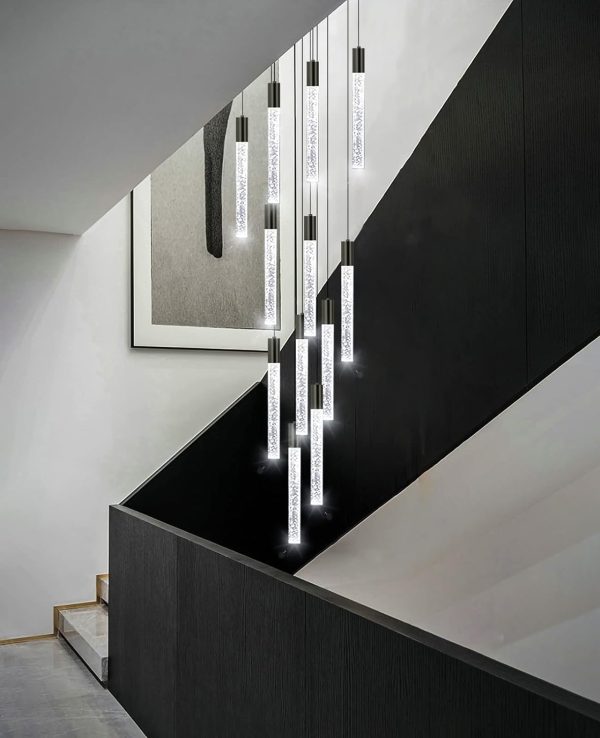 LED Lights Chandeliers for Living Room Chandelier Modern Pendant Stairwell lamparas Entryway Foyer Dimmale Lighting Black Chandelier