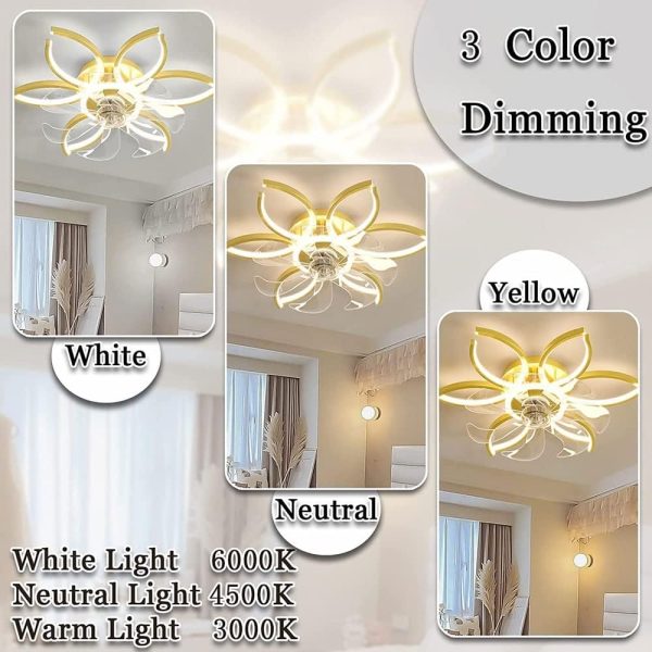 Ceiling Fan with Light and Remote Control??Silent Ceiling Light with Reversible Dc Fan for Bedroom Living Room??Led Dimmable Chandelier Ceiling Fan [Energy Efficiency Class A ++]