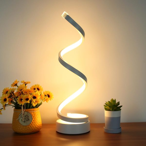 LED Table Lamp, Modern Minimalist Dimmable Spiral Table Lamp, 12W 3 Color Bedside Lamp Desk Light for Bedroom, Living Room, Office, Nightstand, Bookshelf (Black)